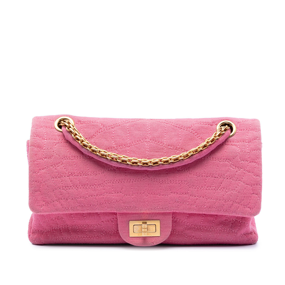 Pre-Loved Chanel Croc Quilted Jersey Reissue 2.55 Double Flap 225